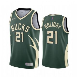 Men's Jrue Holiday Milwaukee Bucks Basketball Jersey Green Earned