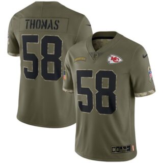 Men's Derrick Thomas Kansas City Chiefs Olive 2022 Salute To Service Jersey Stitched