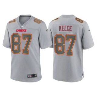 Men's Kansas City Chiefs Travis Kelce Gray Atmosphere Fashion Stitched Jersey
