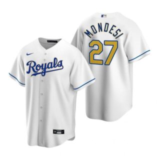 Men's Adalberto Mondesi Kansas City Royals Cool Base Jersey White Golden