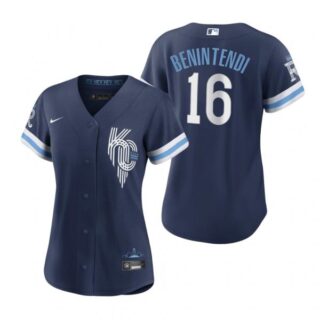 Women Kansas City Royals Andrew Benintendi Navy 2022 City Connect Stitched Jersey