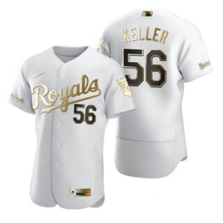 Men's Brad Keller Kansas City Royals Flex Base Jersey White Golden