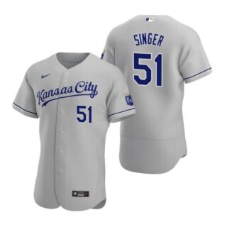 Men's Brady Singer Kansas City Royals Flex Base Jersey Gray