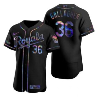 Men's Cam Gallagher Kansas City Royals Flex Base Jersey Black Holographic