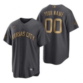 Men's Cool Base Custom Kansas City Royals 2022 MLB All-Star Game Charcoal Black Stitched Jersey