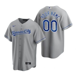 Men's Custom Kansas City Royals Cool Base Jersey Gray