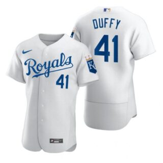 Men's Danny Duffy Kansas City Royals Flex Base Jersey White