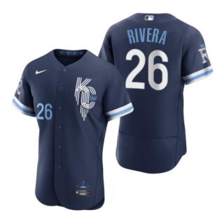 Men's - Flex Base Kansas City Royals Emmanuel Rivera Navy 2022 City Connect Stitched Jersey