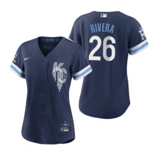 Women Kansas City Royals Emmanuel Rivera Navy 2022 City Connect Stitched Jersey