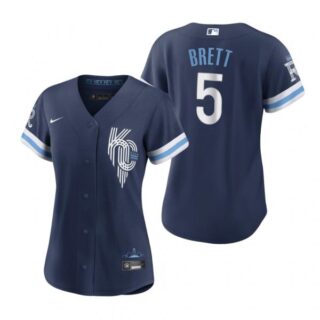 Women Kansas City Royals George Brett Navy 2022 City Connect Stitched Jersey