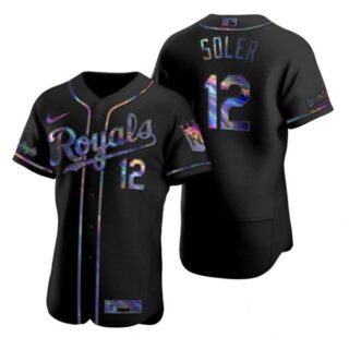 Men's Jorge Soler Kansas City Royals Flex Base Jersey Black Holographic