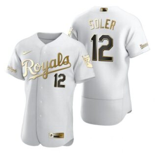 Men's Jorge Soler Kansas City Royals Flex Base Jersey White Golden