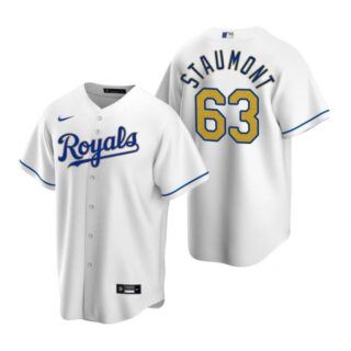 Men's Josh Staumont Kansas City Royals Cool Base Jersey White Golden