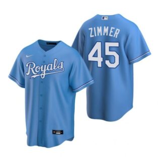 Men's Kyle Zimmer Kansas City Royals Cool Base Jersey Light Blue