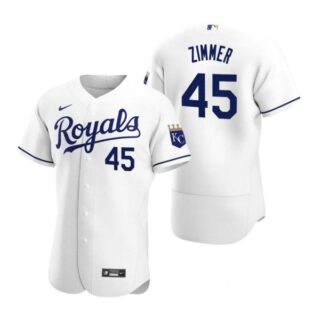 Men's Kyle Zimmer Kansas City Royals Flex Base Jersey White