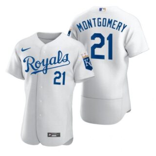 Men's Mike Montgomery Kansas City Royals Flex Base Jersey White
