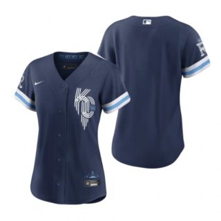 Women Kansas City Royals Navy 2022 City Connect Stitched Jersey
