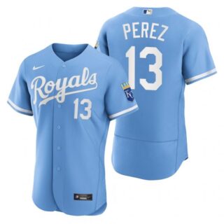 Men's Kansas City Royals Salvador Perez Stitched Jersey 2022 Uniform - Powder Blue