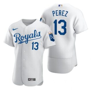 Men's Salvador Perez Kansas City Royals Flex Base Jersey White