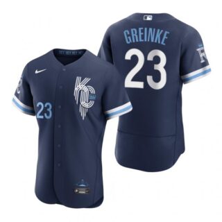 Men's - Flex Base Kansas City Royals Zack Greinke Navy 2022 City Connect Stitched Jersey