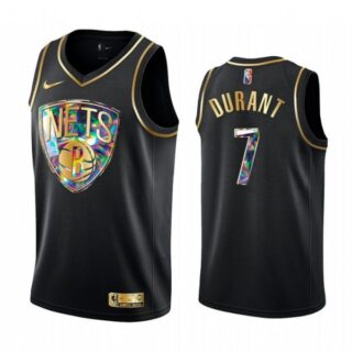 Men's Brooklyn Nets Kevin Durant 75th Anniversary Black Iridescent Diamond Jersey Stitched