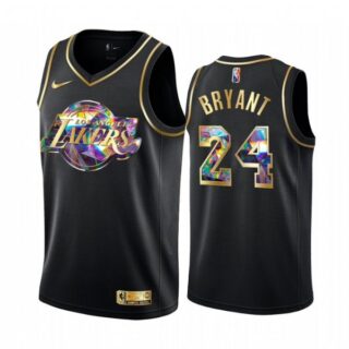 Men's Los Angeles Lakers #24 Kobe Bryant 75th Anniversary Black Iridescent Diamond Jersey Stitched