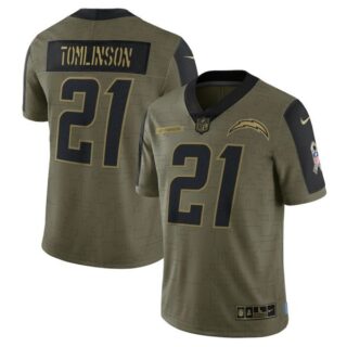 Men's #21 LaDainian Tomlinson Los Angeles Chargers Olive 2021 Salute To Service Limited Jersey