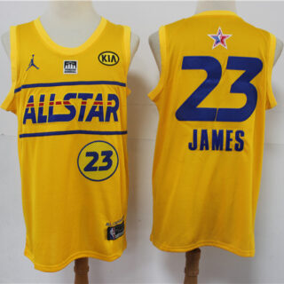 lakers 23 LeBron James 2021 All Star Game Yellow Swingman Jersey