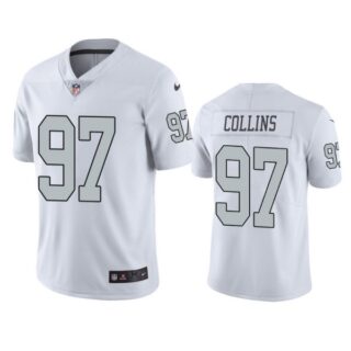 Men's #97 Maliek Collins Las Vegas Raiders White Color Rush Limited Jersey Stitched