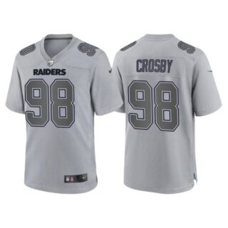 Men's Las Vegas Raiders Maxx Crosby Gray Atmosphere Fashion Stitched Jersey