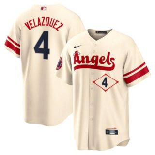 Men's Los Angeles Angels Andrew Velazquez City Connect Special Edition Cream Stitched Jersey