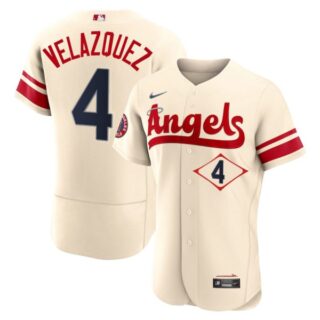 Men's Flex Base Los Angeles Angels Andrew Velazquez 2022 City Connect Cream Stitched Jersey