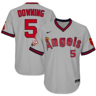 Men's Brian Downing Los Angeles Angels 1970 Throwback Jersey - Stitched Gray
