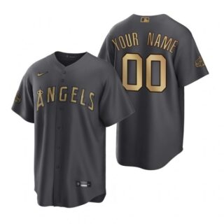 Men's Cool Base Custom Los Angeles Angels 2022 MLB All-Star Game Charcoal Black Stitched Jersey