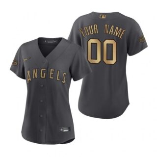 Women's Custom Los Angeles Angels 2022 MLB All-Star Game Charcoal Black Stitched Jersey