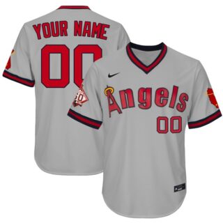 Men's Custom Los Angeles Angels 1970 Throwback Jersey - Stitched Gray