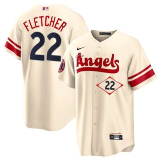 Men's Los Angeles Angels David Fletcher City Connect Special Edition Cream Stitched Jersey