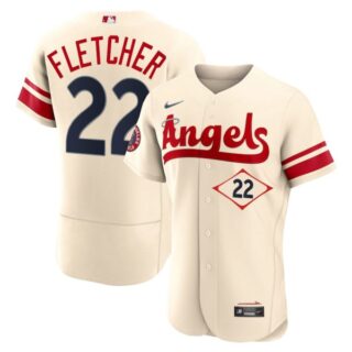 Men's Flex Base Los Angeles Angels David Fletcher 2022 City Connect Cream Stitched Jersey