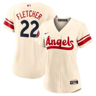 Women's Los Angeles Angels David Fletcher 2022 City Connect Cream Stitched Jersey
