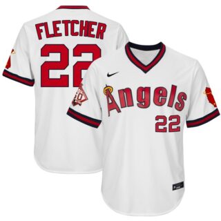 Men's David Fletcher Los Angeles Angels 1970 Throwback Jersey - Stitched White