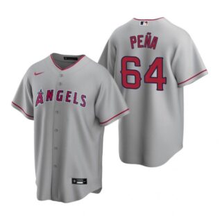 Men's Felix Pena Los Angeles Angels Cool Base Jersey Gray