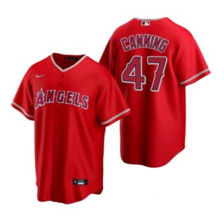 Men's Griffin Canning Los Angeles Angels Cool Base Jersey Red