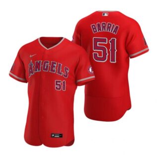 Men's Jaime Barria Los Angeles Angels Flex Base Jersey Red