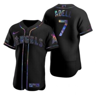 Men's Jo Adell Los Angeles Angels Flex Base Jersey Black Holographic
