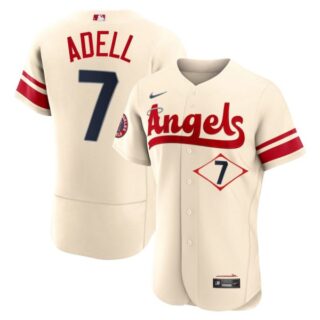 Men's Flex Base Los Angeles Angels Jo Adell 2022 City Connect Cream Stitched Jersey