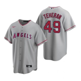Men's Julio Teheran Los Angeles Angels Cool Base Jersey Gray