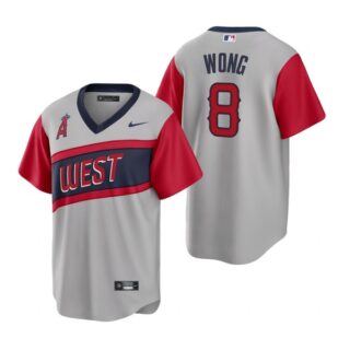 Men's #8 Kean Wong Los Angeles Angels Gray Road 2021 Little League Classic Jersey