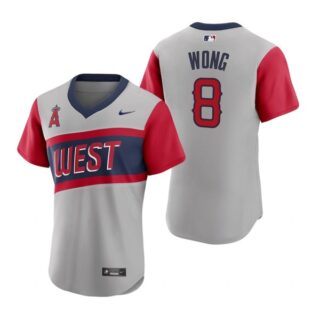 Men's #8 Kean Wong Los Angeles Angels Gray Road 2021 Little League Classic Jersey