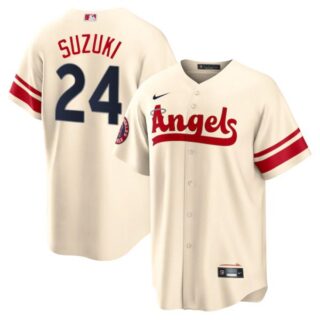 Youth Los Angeles Angels Kurt Suzuki 2022 City Connect Cream Stitched Jersey