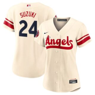 Women's Los Angeles Angels Kurt Suzuki 2022 City Connect Cream Stitched Jersey